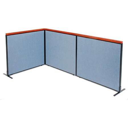 INTERION BY GLOBAL INDUSTRIAL Interion Deluxe Freestanding 3-Panel Corner Room Divider, 48-1/4inW x 43-1/2inH Panels, Blue 695081BL